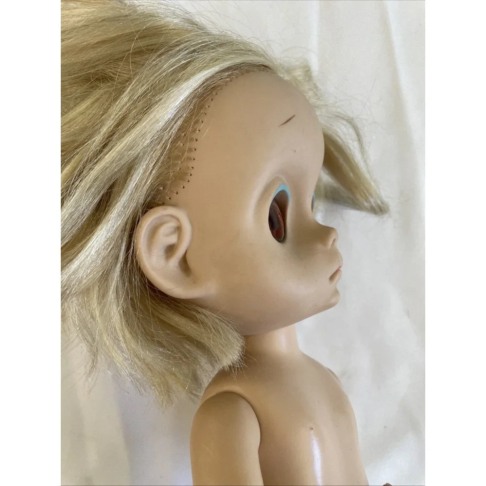 Vintage 1965 Hasbro Little Miss No Name Doll W/ Dress Sad Big Eyes Scary Haunted
